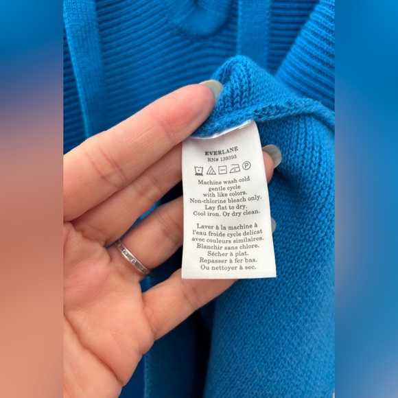 EVERLANE The Lace-Up Smock Sweater Women’s S Blue Long Sleeves Wool Blend - Picture 4 of 8